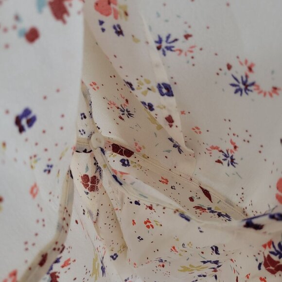 Meadow Rue womens 10 Anthro yellow white floral Bon Voyage wrap blouse boho - Picture 8 of 10